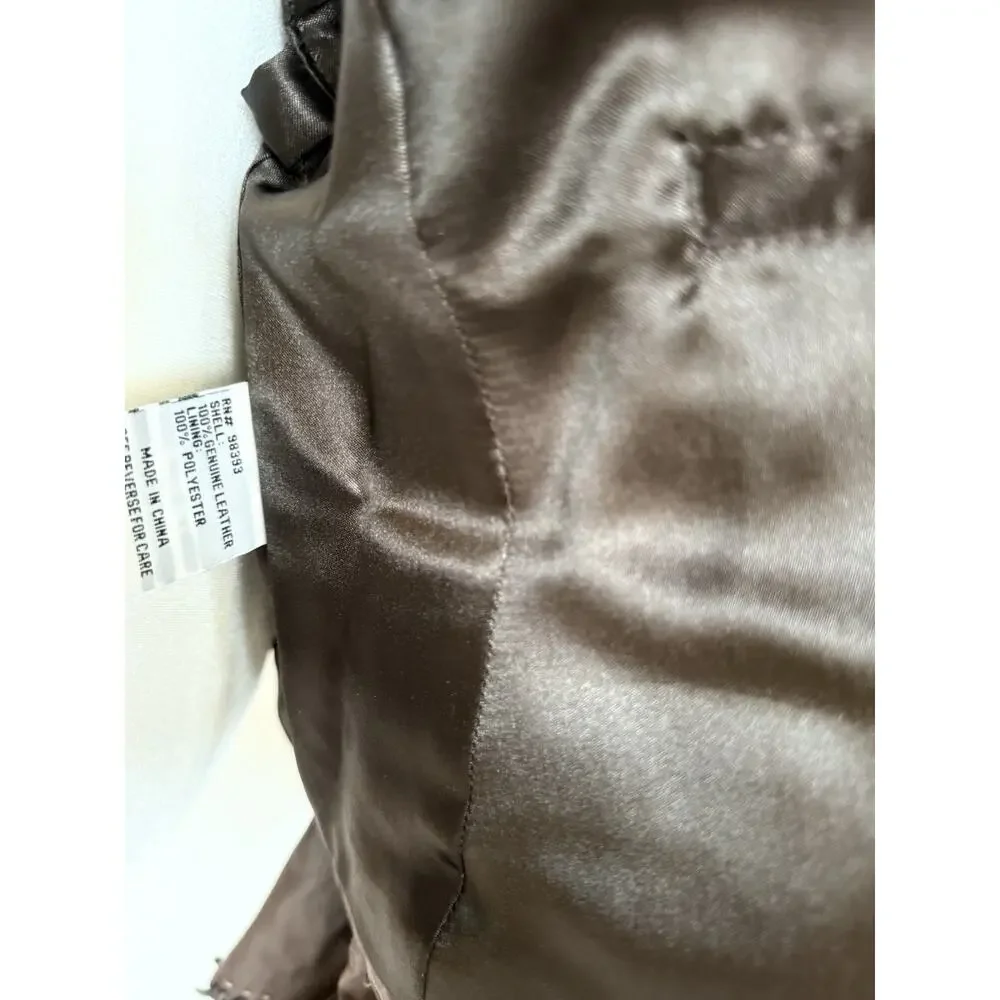 VTG NWT Pamela McCoy Genuine Leather Lined Jacket Collared Pockets 1-Button M